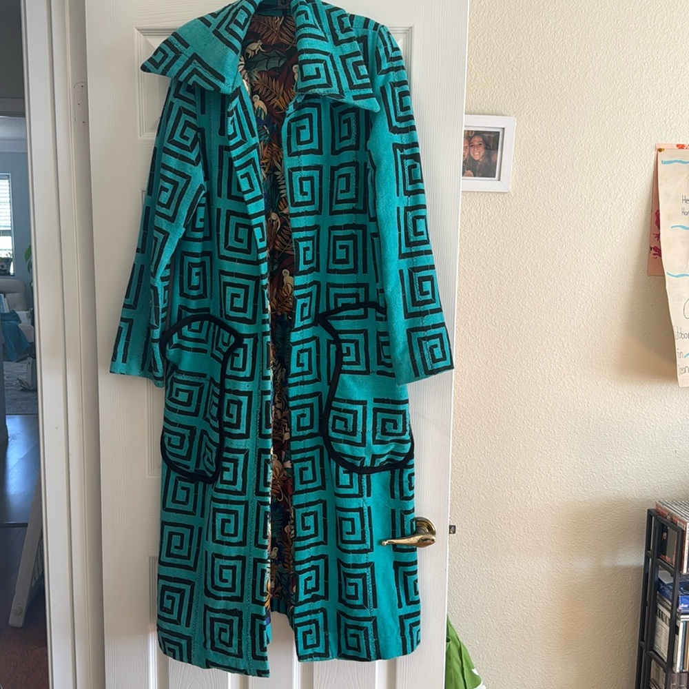 Heavy Lined Moroccan jacket - swirls, jungle lining